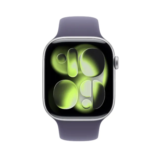 Apple Series 11 GPS 42mm ساعة — فضي ألومنيوم, بنفسجي Fog سوار رياضي