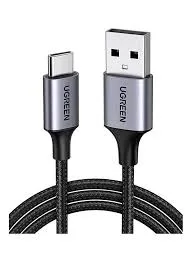 UGREEN USB-A 2.0 إلى كابل USB-C طلاء نيكل ألومنيوم Braid 1m (أسود)US288 18W