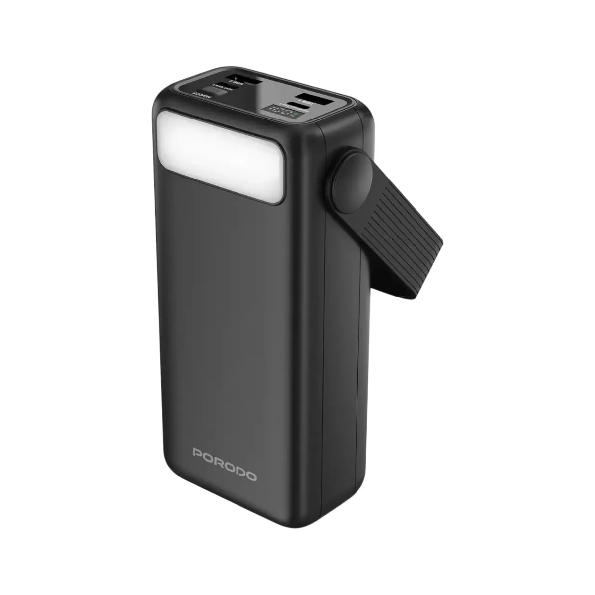 شاحن متنقل Porodo Lara 30000mAh مع Integrated Cables & كشاف — أسود
