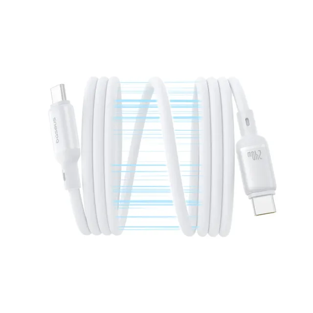 كابل بيسوس المغناطيسي USB-C إلى USB-C – بطول 1 متر – قدرة شحن حتى 240 واط – ألوان متعددة-أبيض