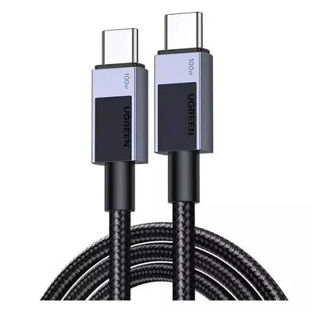 UGREEN Uno USB-C إلى USB-C PD سريع كابل شحن 5A Max رمادي فلكي 1m 100w